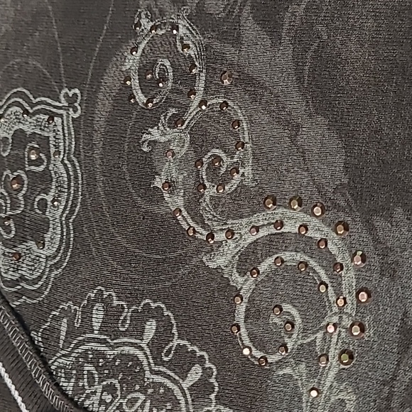 BLUE CANYON Clothing  Brown Embroidered 3/4 Sleeve Top - Picture 12 of 13